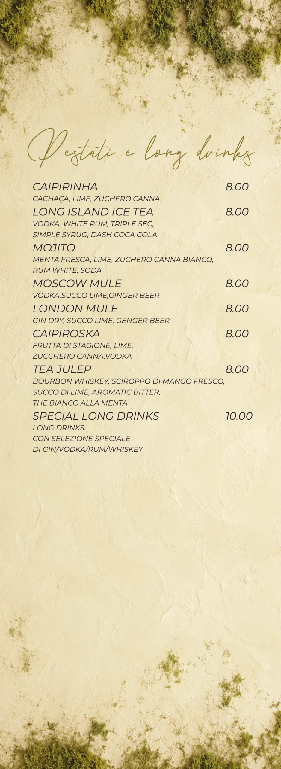 Menù BRYUM · Cocktail